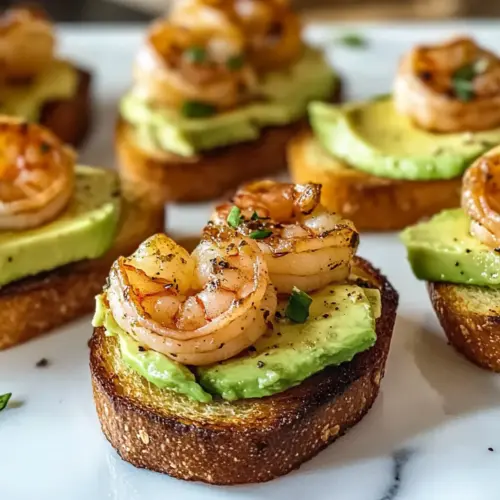Garlic Shrimp Crostini with Avocado