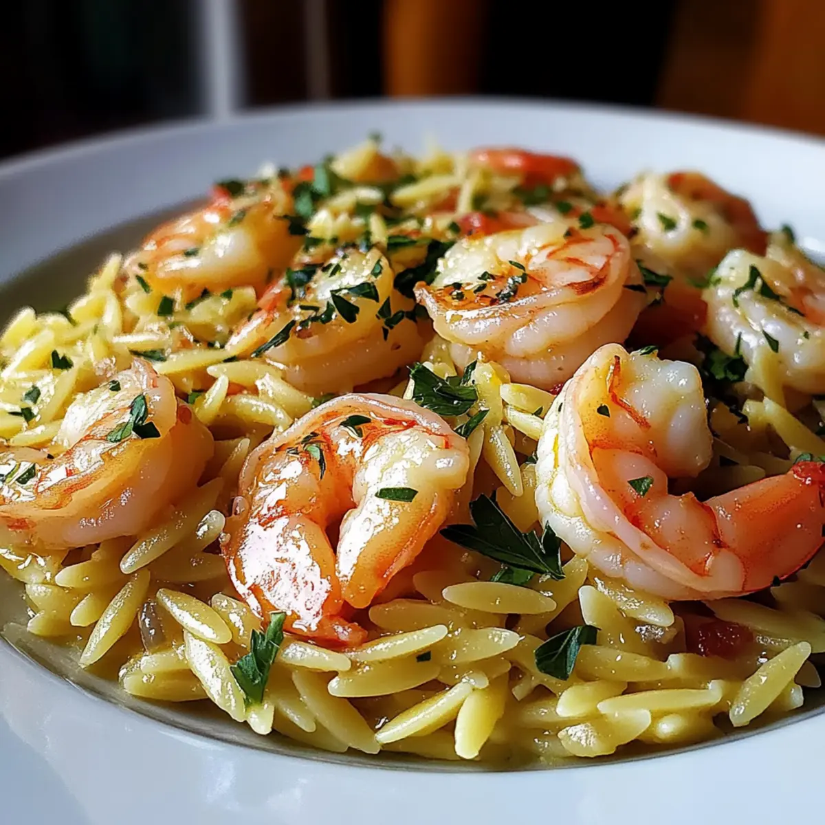 Shrimp Orzo in Lemon Garlic Sauce