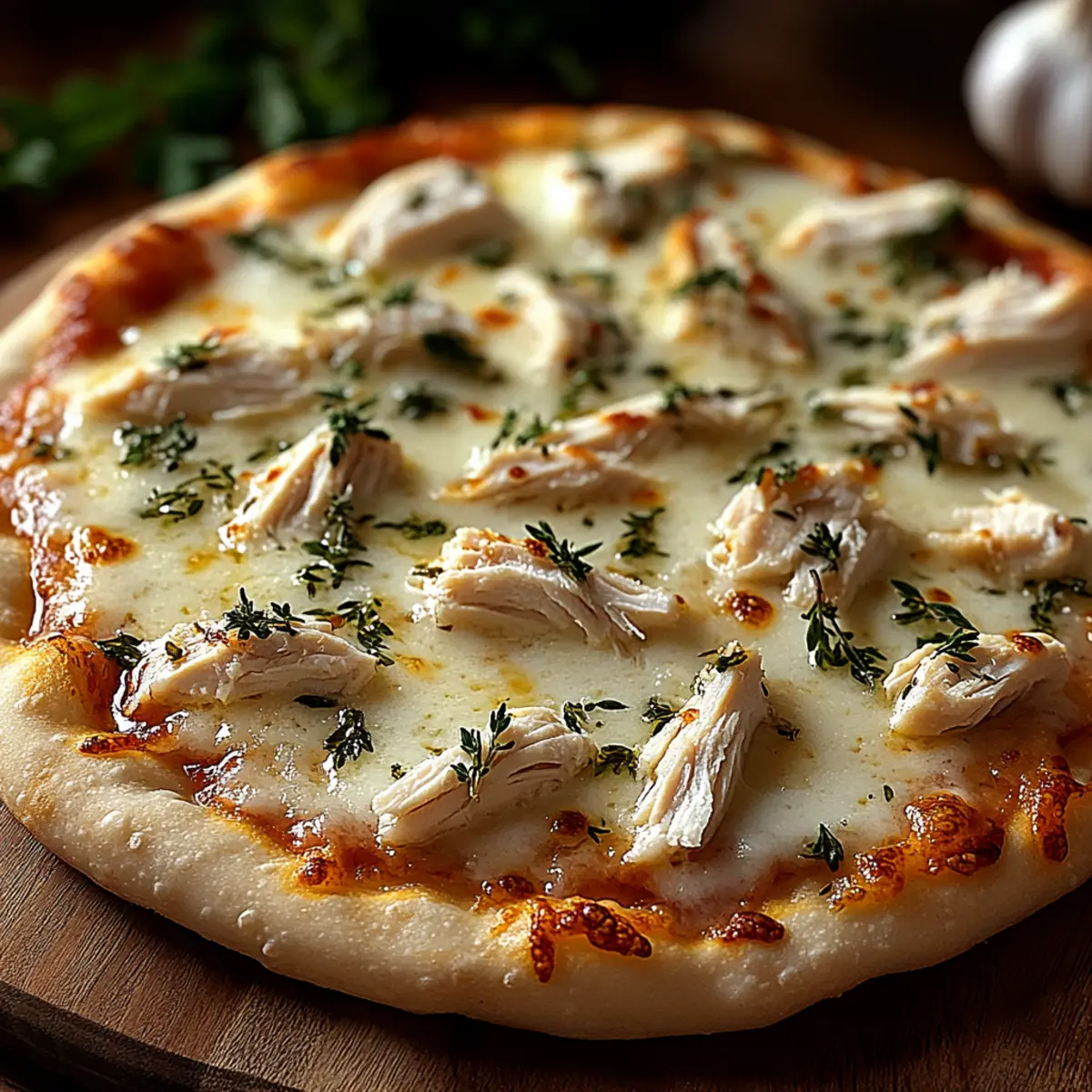 Roasted Garlic White Chicken Pizza
