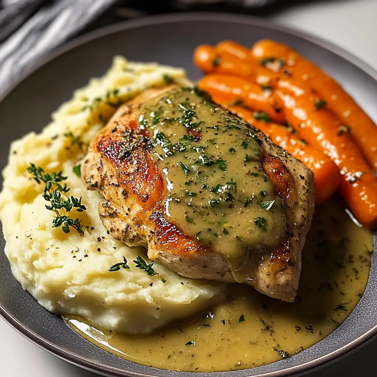 Creamy Herb Chicken with Mashed Potatoes & Glazed Carrots: A Complete Comfort Food Dinner