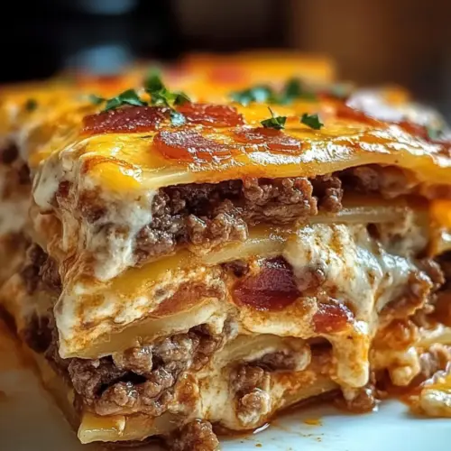 Parmesan Garlic Bacon Cheeseburger Lasagna
