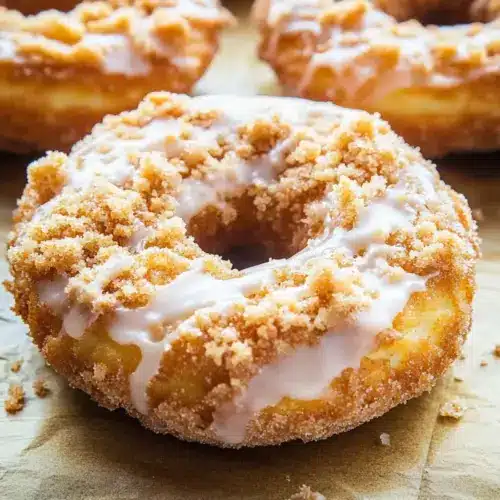 Coffee Cake Donuts with Vanilla Glaze