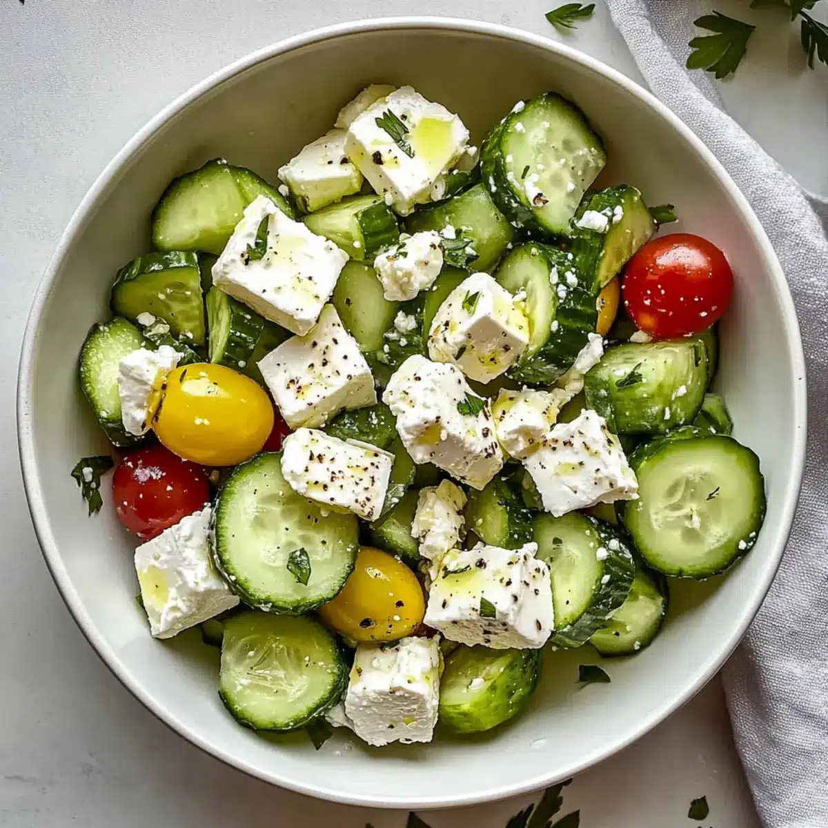 Cucumber Feta Salad with Lemon Greek Vinaigrette