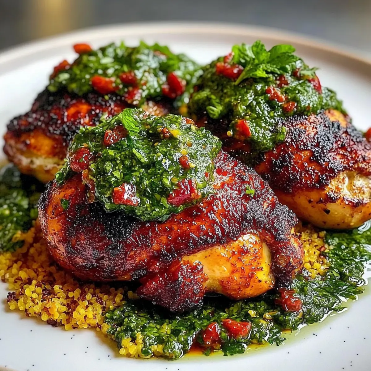 Moroccan Harissa Chicken with Mint Chimichurri