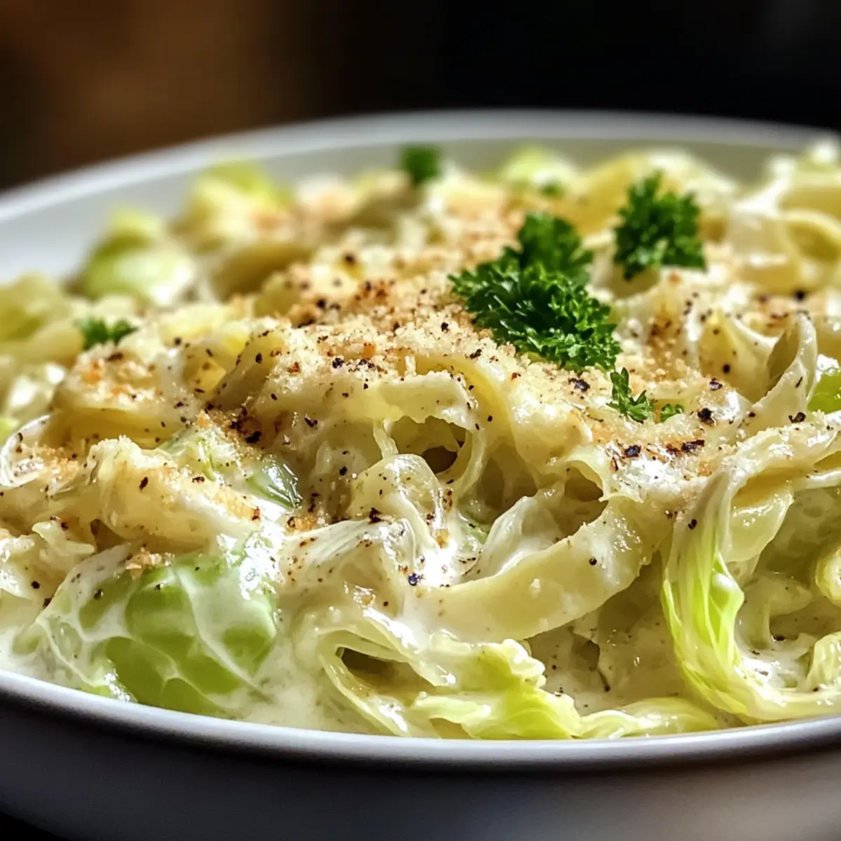 Creamy Skillet Cabbage Alfredo
