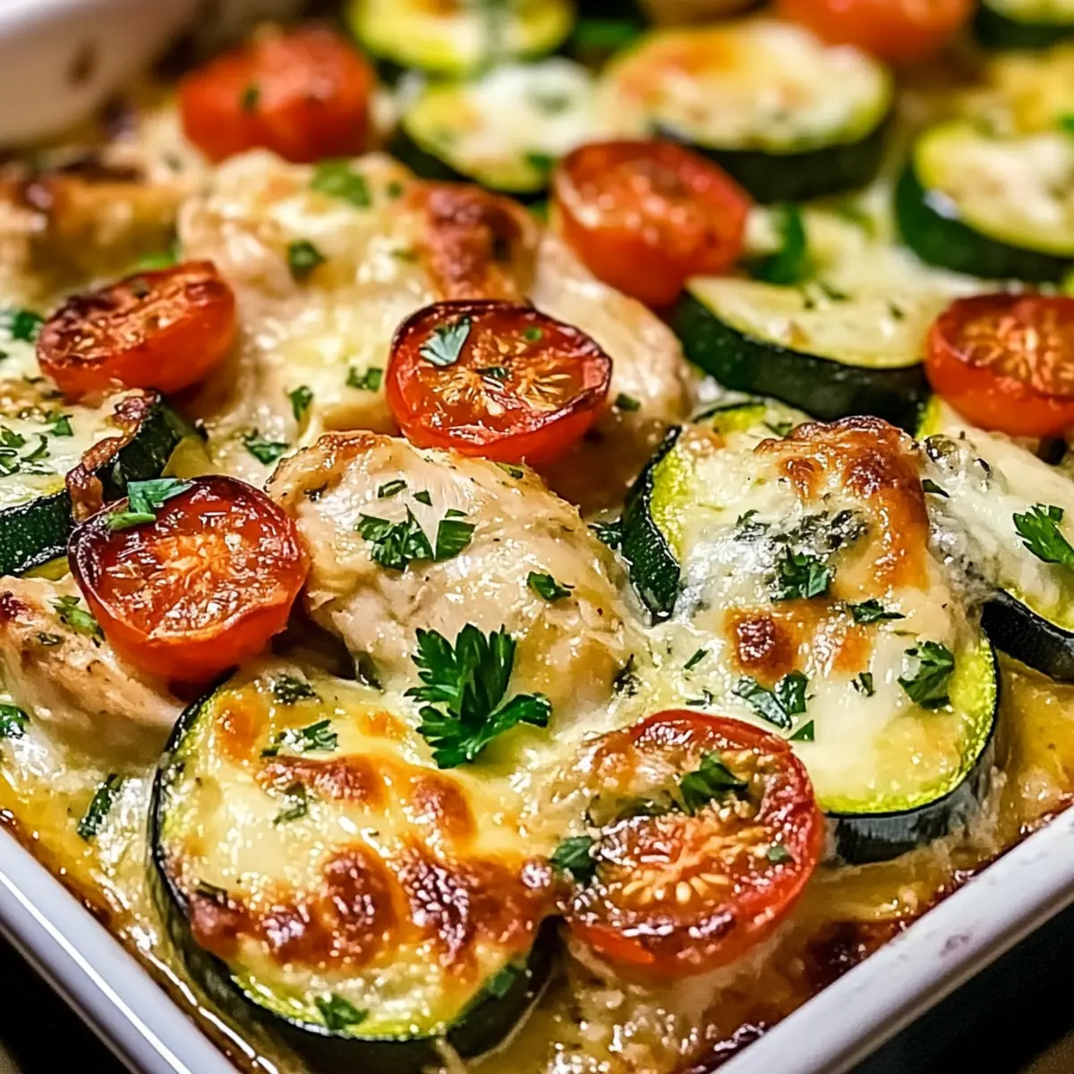 Mediterranean Chicken Zucchini Bake