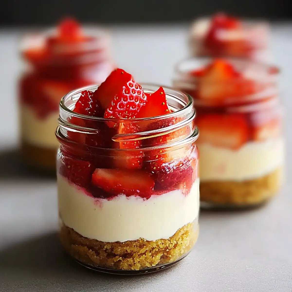 No-Bake Strawberry Cheesecake Jars