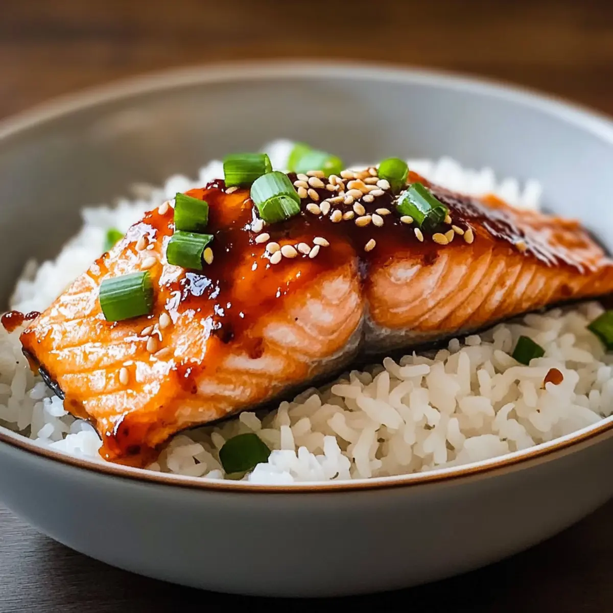 Korean Gochujang Butter Salmon Rice Bowl