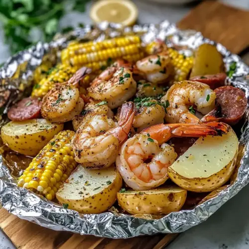 Homemade Grilled Shrimp Boil in Foil