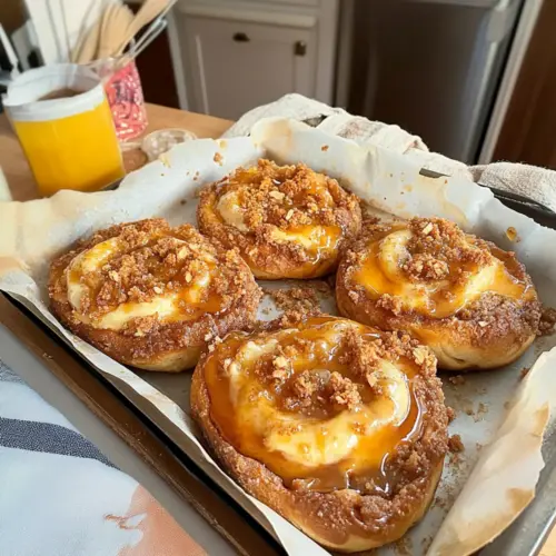 Salted Caramel Banana Crumble Buns