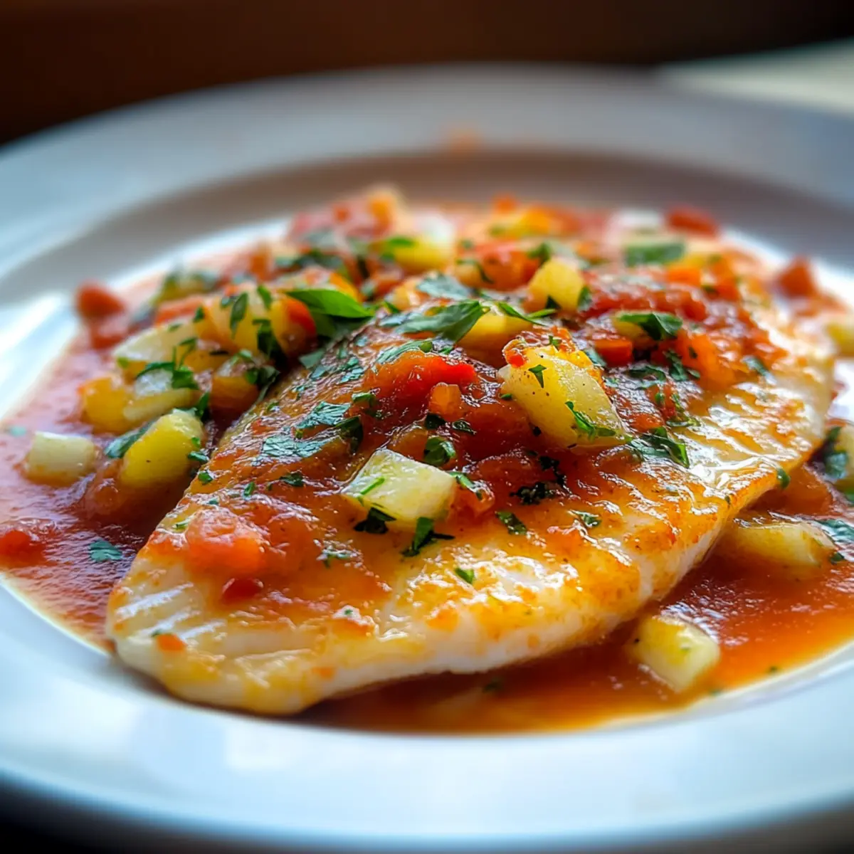 Baked Tilapia in Spicy Roasted Pepper Sauce